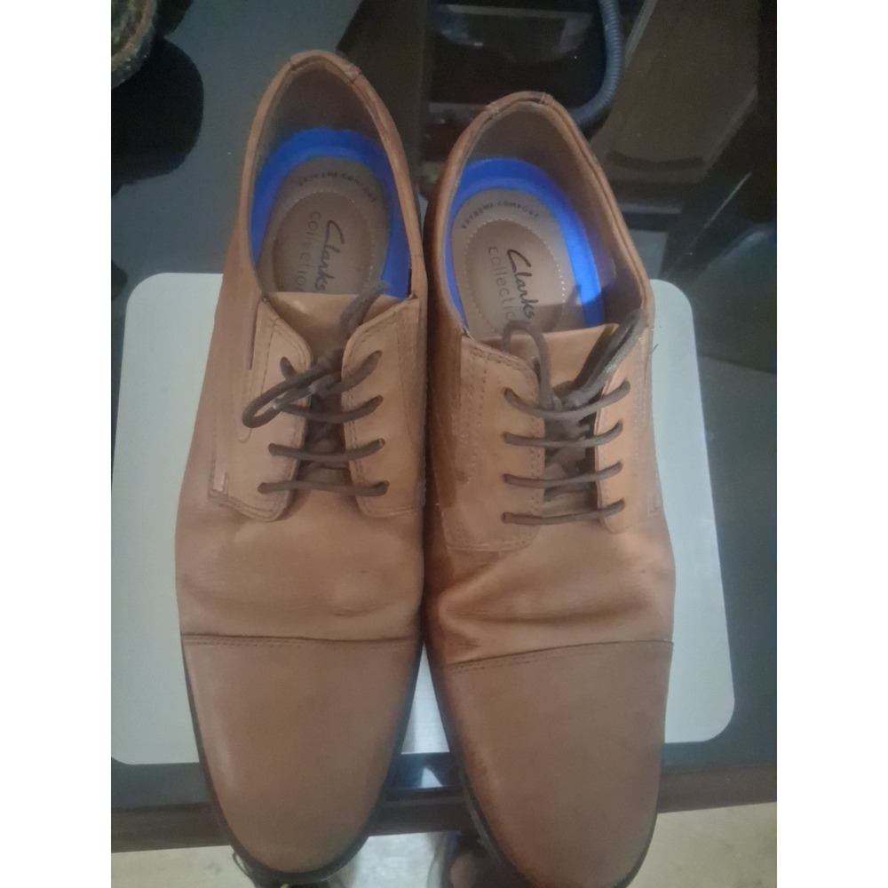 Clarks Collection Men's Size 12W  Shoes Brown Leather Comfort Career Oxfords